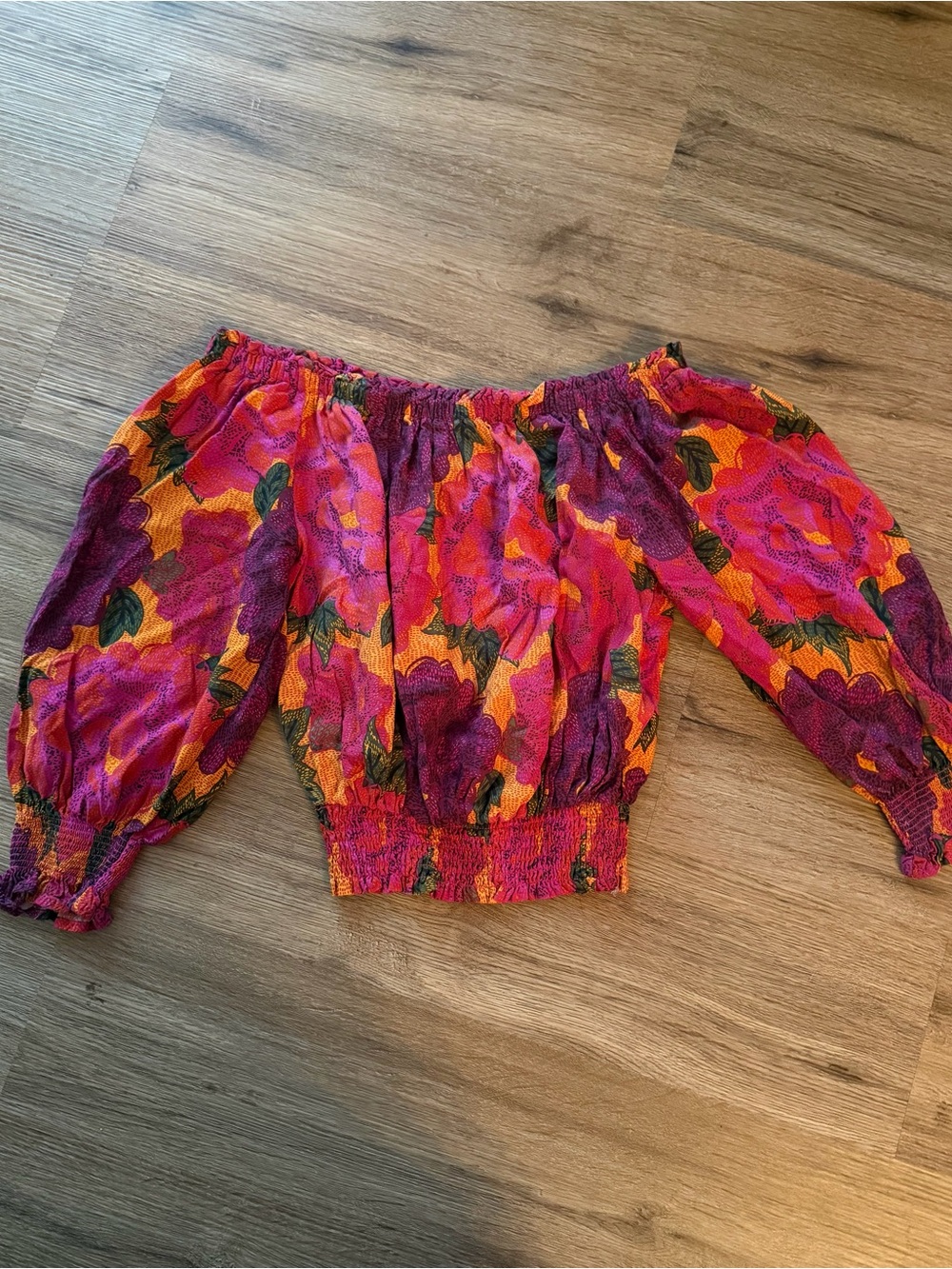 RACHEL Rachel Roy Pink and Orange Floral Blouse
